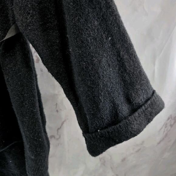 Anthropologie Sweater Womens Large Black Wool Cardigan Vallon Cuffed Ribbon Long - Picture 15 of 16